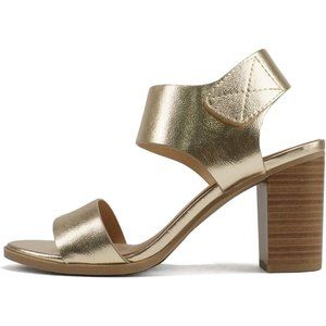 Women Open Round Toe Chunky Heel Ankle Strap High Heel Dress Gold Sandals